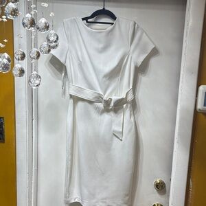 Calvin Klein White Belted Dress